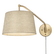 Golden 3694-A1W BCB-NS - Wry Lighting Ryleigh 1-light Swing Arm in Brushed Champagne Brass and Natural Sisal shade